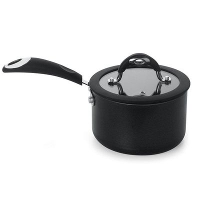 Panela Dom Preta 18 Cm 2,3 L Em Alumínio Com Revestimento Interno Antiaderente E Alças Em Silicone