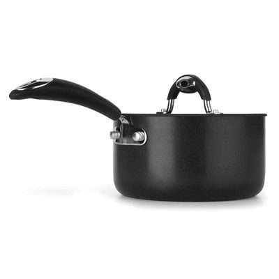 Panela Dom Preta 18 Cm 2,3 L Em Alumínio Com Revestimento Interno Antiaderente E Alças Em Silicone