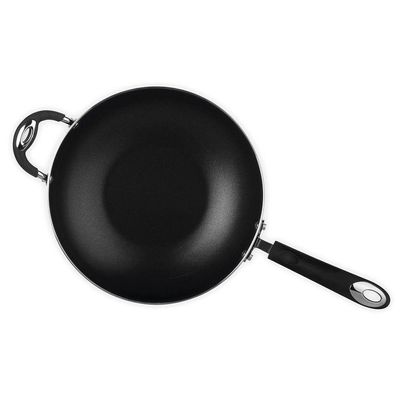 Frigideira Wok Dom Preta 30 Cm 5,2 L Em Alumínio Com Revestimento Interno Antiaderente