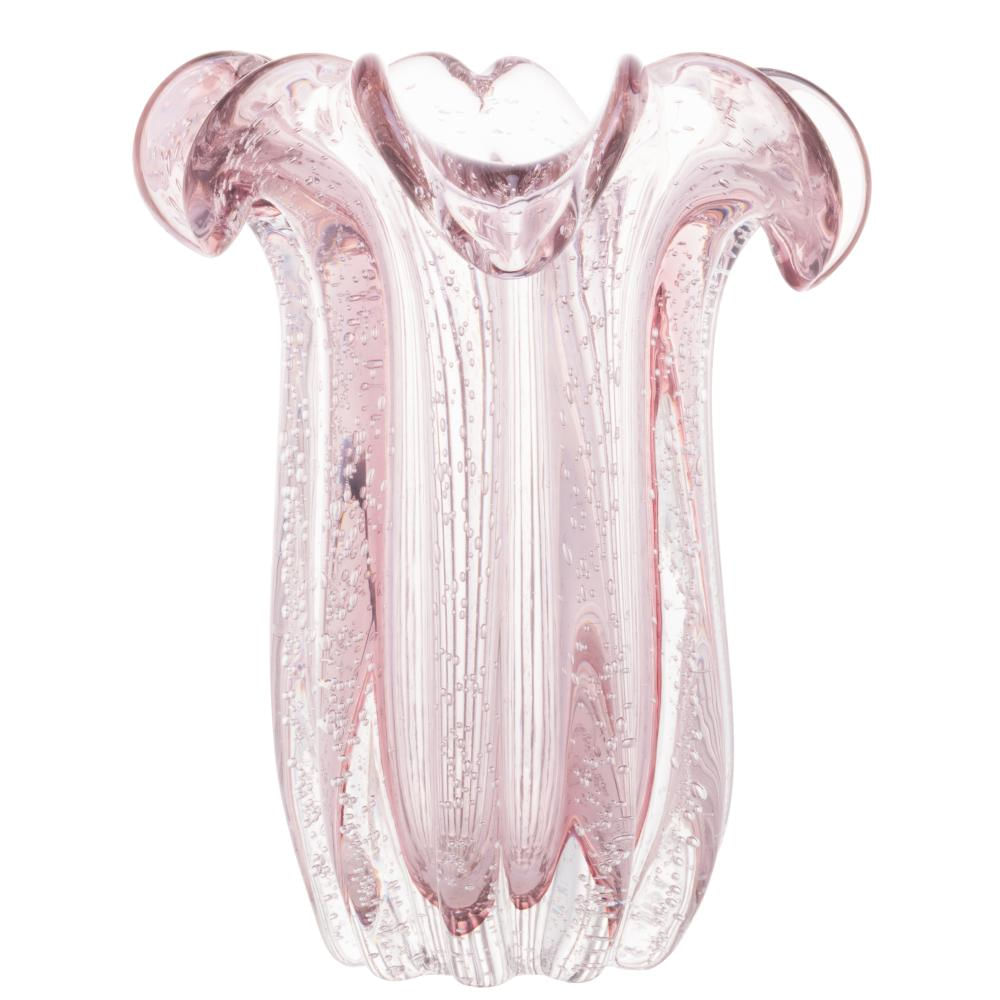 Vaso Wolff Italy de Vidro Rosa Claro 19cm x 24cm