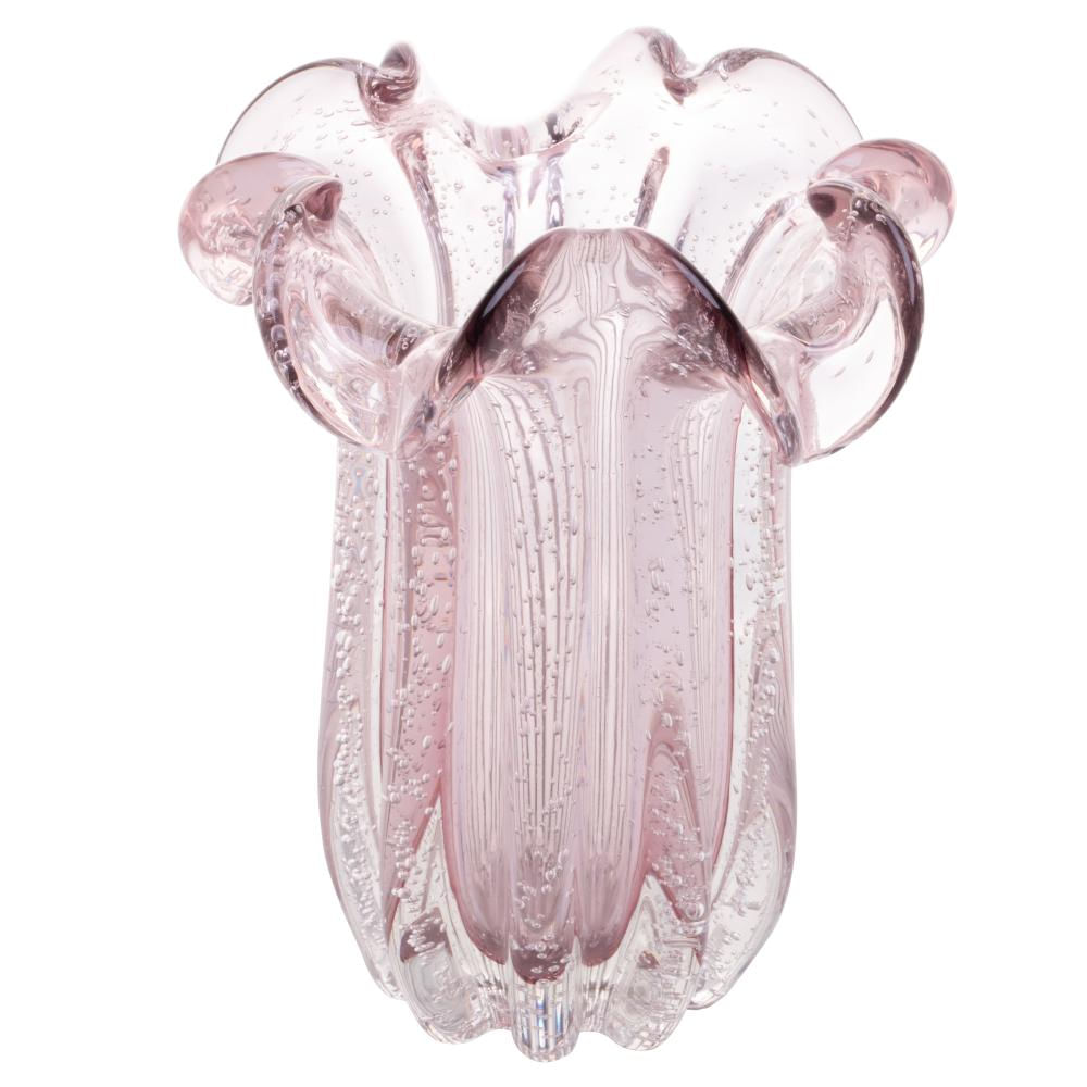 Vaso Wolff Italy de Vidro Rosa Claro 19cm x 24cm