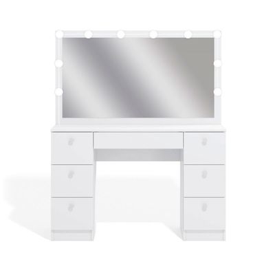 Penteadeira 7 Gavetas Pe-80 Branco com Luz Camarim Ditália