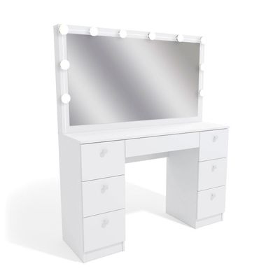 Penteadeira 7 Gavetas Pe-80 Branco com Luz Camarim Ditália