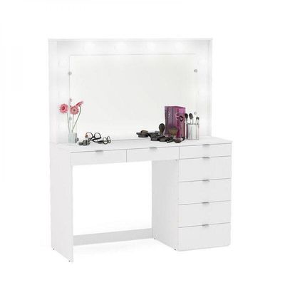 Penteadeira 7 Gavetas Branco com Luz Camarim Ditália