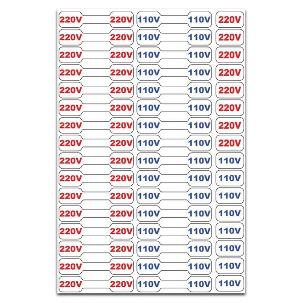 Etiqueta Adesivo de Voltagem 110V e 220V Tomadas e Cabos