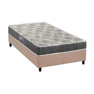 Cama Box Solteiro: Colchão Espuma Anjos Ezequiel + Base Crc Suede Clean(88x188)