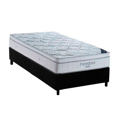 Cama Box Solteiro: Colchão Molas Superpocket Ortobom Freedom ViscoBase Suede Black(88x188)