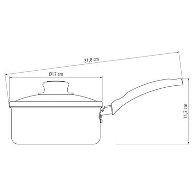 Kit Com 2 Panelas Antiaderente Tampa De Vidro 16 Cm E 18 Cm Tramontina Turim Grafite