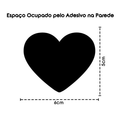 Adesivo Parede Infantil Quarto Sala Coração 5x6cm Preta