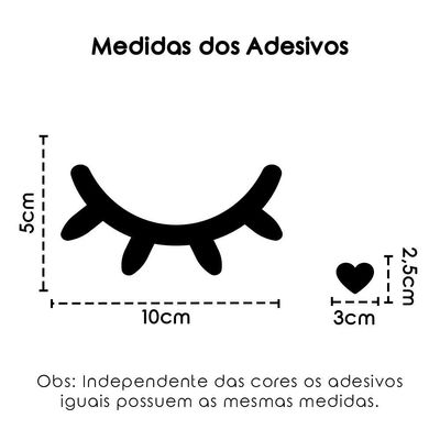 Kit Adesivo De Parede Infantil Cílios E Coração Preta