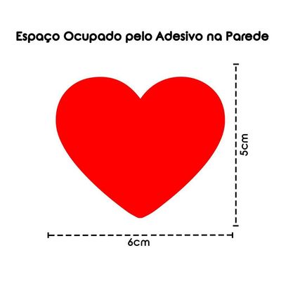 Adesivo Parede Infantil Quarto Sala Coração 5x6cm Vermelha
