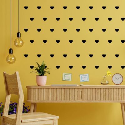 Adesivo Parede Infantil Quarto Sala Coração 5x6cm Preta