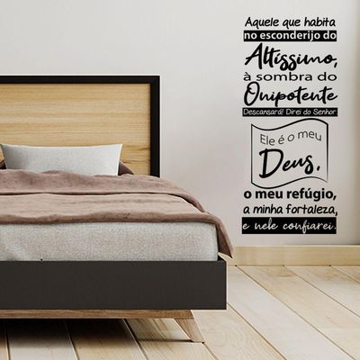 Oração Salmo 91 Adesivo Papel Parede Quarto Sala Preta