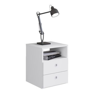 Mesa De Cabeceira Com 2 Gavetas Multimóveis Cr35099 Branca Branco