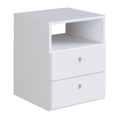 Mesa De Cabeceira Com 2 Gavetas Multimóveis Cr35099 Branca Branco