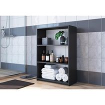 Gabinete Banheiro 63cm Com Prateleiras Multimóveis Cr10099 Preto Preto