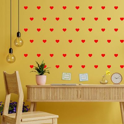 Adesivo Parede Infantil Quarto Sala Coração 5x6cm Vermelha