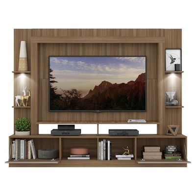 Estante Com Suporte Tv 65" E Leds Berlim Multimóveis V3384 Madeirada/lacca Fumê Madeirado/lacca Fumê