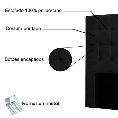 Cabeceira King 1,95m Santiago Suede - Pallazio Cor Preto