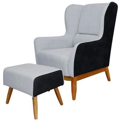 Poltrona Base Madeira E Puff Milena C-05 C-315