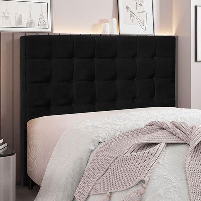 Cabeceira Casal 1,40m Santiago Suede - Pallazio Cor Preto