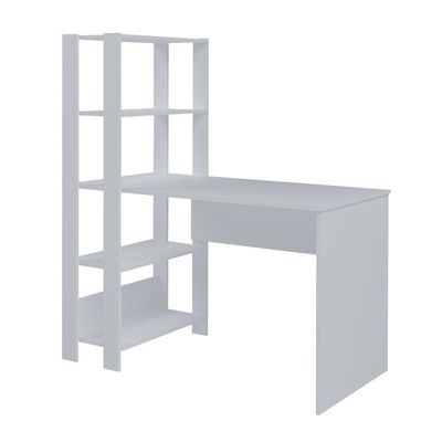 Conjunto Home Office Match C/ Escrivaninha E Estante Branco Artely Branco