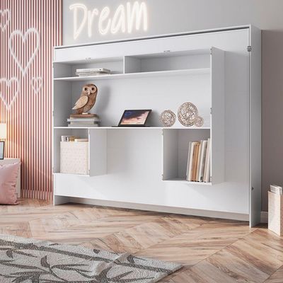 Cama Articulável Horizontal Casal Com Estação De Trabalho 140 Latino Branco