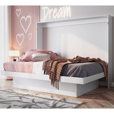Cama Articulável Horizontal Casal Com Estação De Trabalho 140 Latino Branco