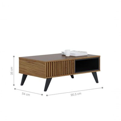 Conjunto Aparador E Mesa De Centro Royal Noce Milano Preto