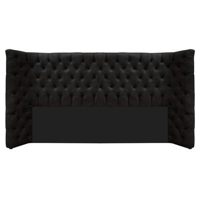 Cabeceira King Everest P02 195cm Para Cama Box Suede - Doce Sonho Móveis Preto