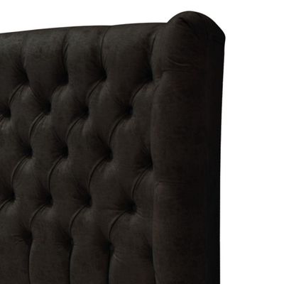 Cabeceira King Everest P02 195cm Para Cama Box Suede - Doce Sonho Móveis Preto