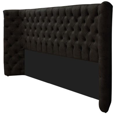Cabeceira King Everest P02 195cm Para Cama Box Suede - Doce Sonho Móveis Preto