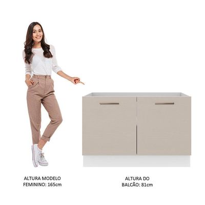 Balcão Gabinete De Pia 2 Portas Branco/crema Agata Madesa Branco/crema