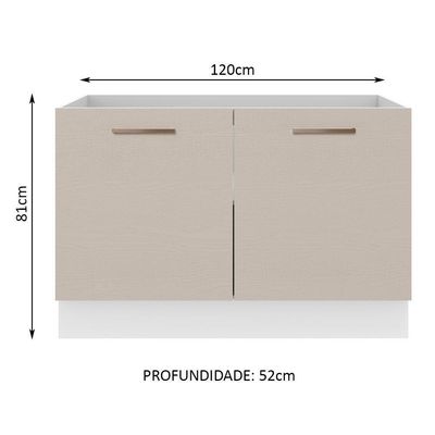 Balcão Gabinete De Pia 2 Portas Branco/crema Agata Madesa Branco/crema