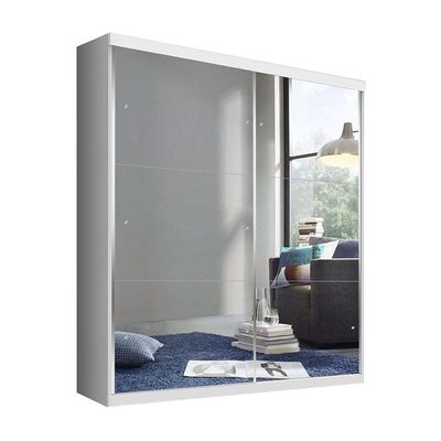 Guarda Roupa Solteiro 2 Portas De Correr 2 Gavetas E 6 Espelhos Salvador Top Minastex Branco
