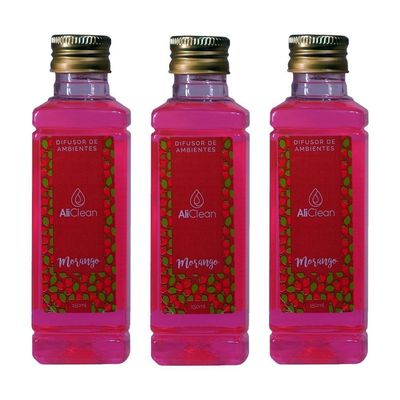 3 Difusores Aromatizador De Ambientes Com Varetas Morango