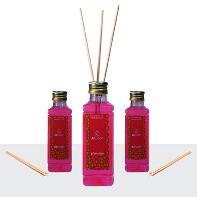 3 Difusores Aromatizador De Ambientes Com Varetas Morango