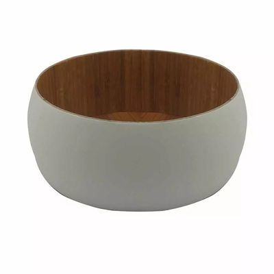 Saladeira em Bambu Ecológico com Revestimento Branco Casa Ambiente Redonda 10cm UNICA