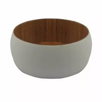 Saladeira em Bambu Ecológico com Revestimento Branco Casa Ambiente Redonda 10cm
