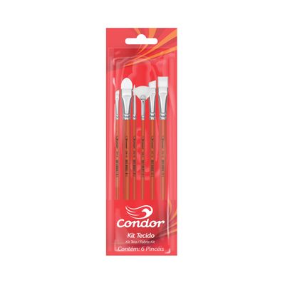 Kit Pincel Tecido 595 com 6 Pincéis UNICA