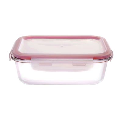 Pote de Vidro Hermético Casambiente Retangular com Tampa Vermelha 370ml UNICA