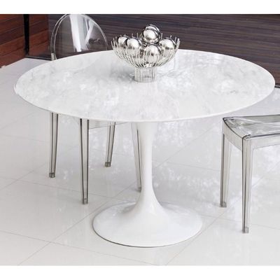 Mesa de Jantar Tulipa Saarinen Redonda 90cm Mármore Branco