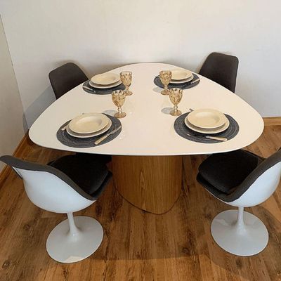 Mesa De Jantar Orgânica 160X165Cm Branca Marrom
