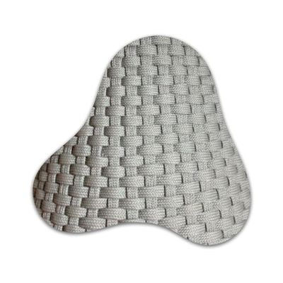 Mesa De Jantar Cone Redonda 140cm Tampo Laqueado Cinza + Vidro Base Corda Náutica Cinza Cor Cinza