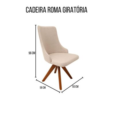 Cadeira De Jantar Roma Giratória Revestida Em Tecido Linho Bege Cor Creme