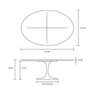 Mesa De Jantar Tulipa Saarinen Oval 244X137cm Laqueada Preto