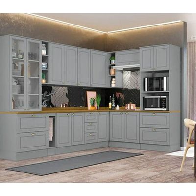 Balcão 2 Portas Clássico Americana 120 Cm Sem Tampo Henn C353-05 Cinza