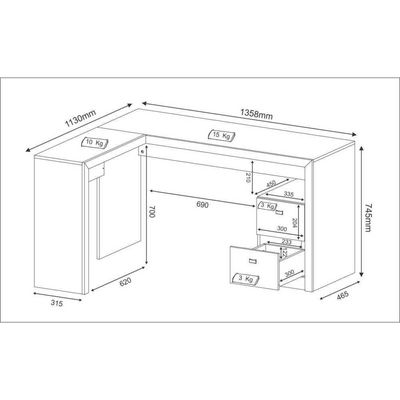 Mesa Escritório De Canto Com 2 Gavetas Multimóveis Vcr25032