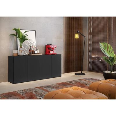 Aparador Buffet 4 Portas Veneza Multimóveis V3555 Preto