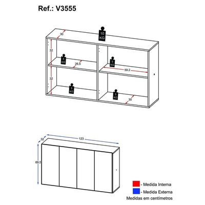 Aparador Buffet 4 Portas Veneza Multimóveis V3555 Preto